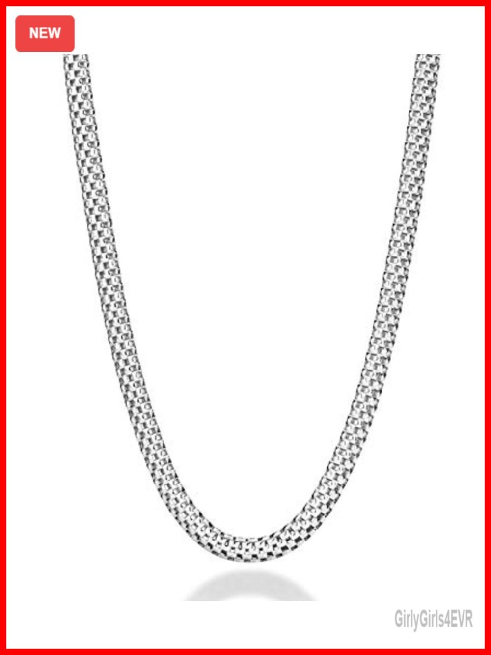 925 Sterling Silver Italian 4mm Mesh Link Chain Necklace Made in Italy